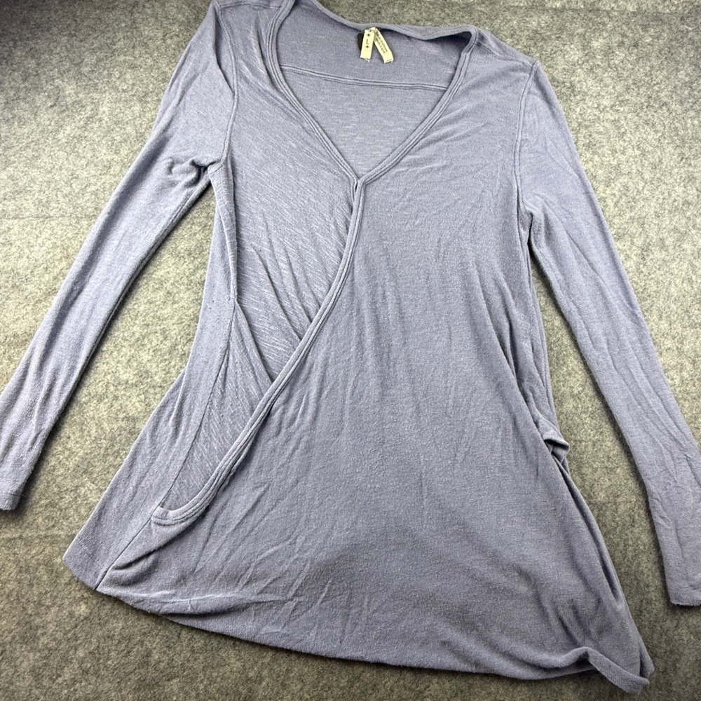 We The Free Free People Lavender Wrap Tunic Top Long Sleeve V-Neck Snap Small